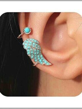 NEW Turquoise Wing Ear Climber Earring Angel Wing Cuff Wrap Turquoise Jewelry